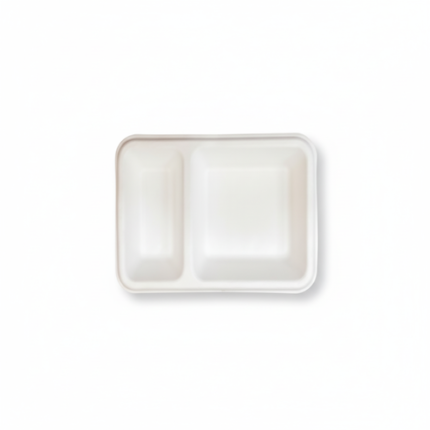 4'' (10cm) x 7''(17cm) 2 compartment Sugarcane Rectangular 2D Tray