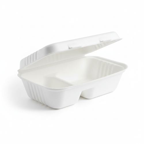 23cm-x-15cm-2-compartment-Sugarcane-Rectangular-Clamshell