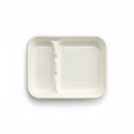 9'' (23cm) x 6''(16cm) 2 compartment Sugarcane Rectangular Tray