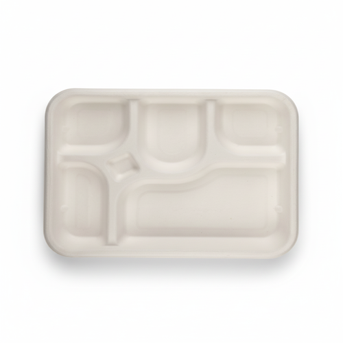 30cm-x-25cm-5-compartment-Sugarcane-Rectangular-Container-with-Lid