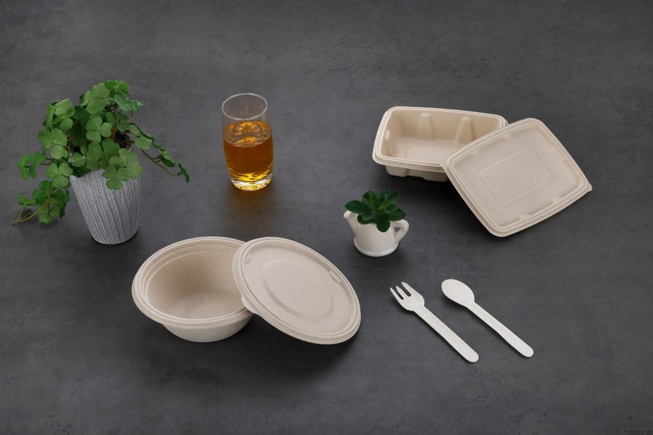 Kompostierbare Lebensmittelbehälter mit Deckel für To-Go & Meal Prep